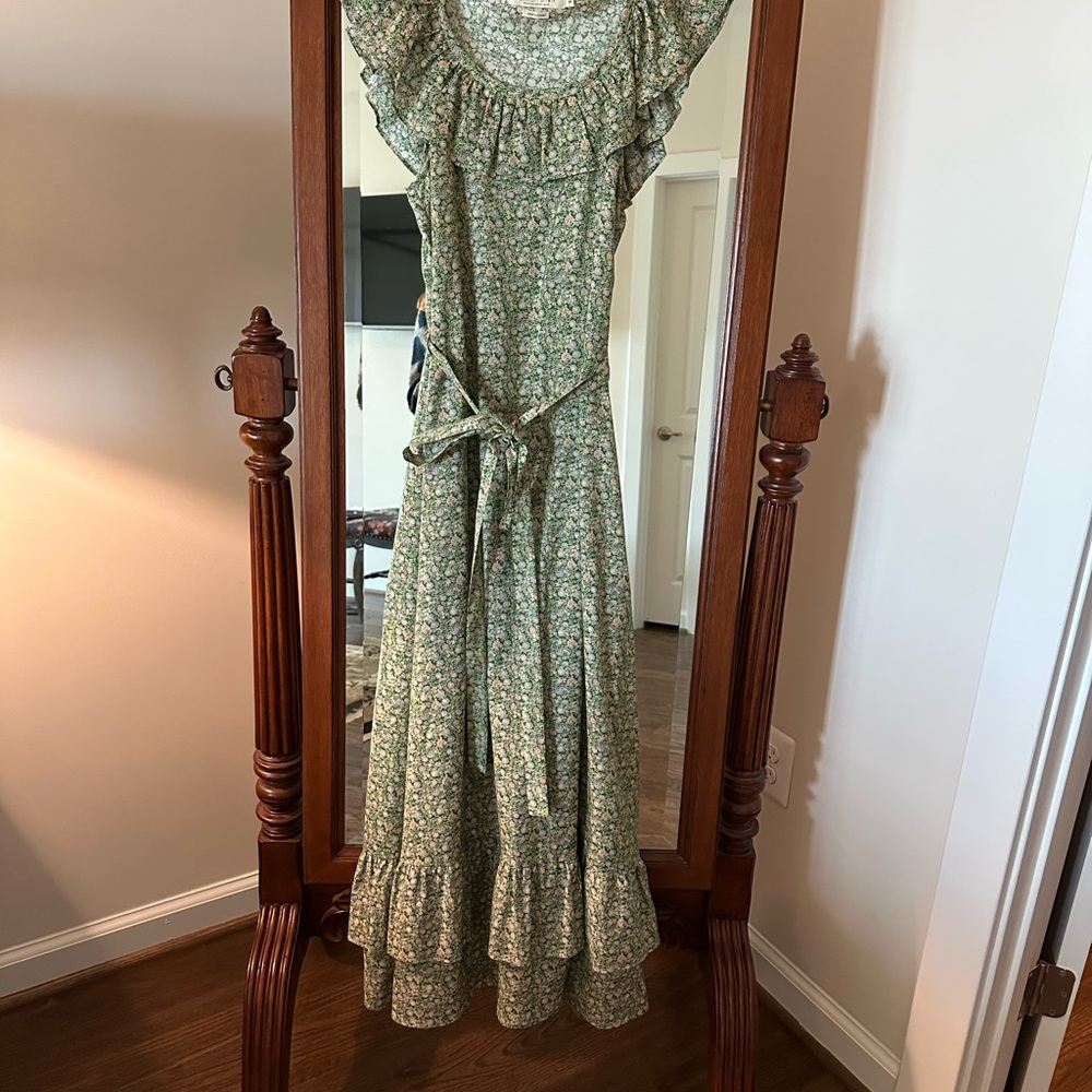 Christy Dawn Farm-to Closet Green Ruffle Dress